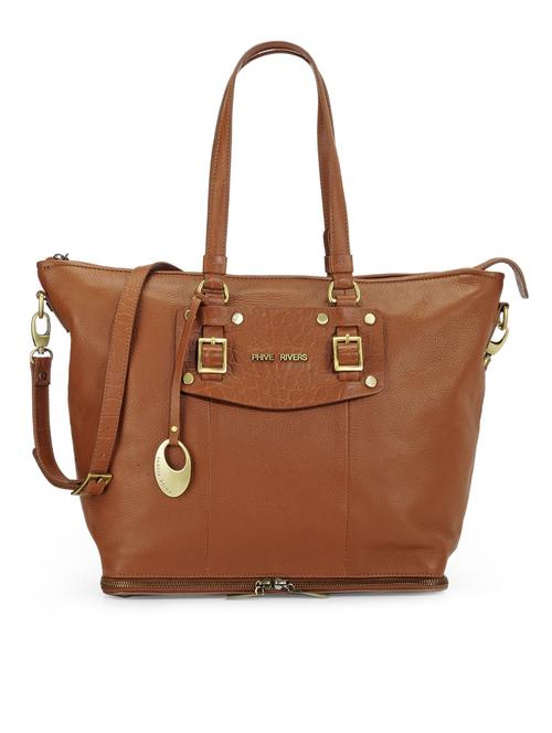 tan textured pure leather handbag - 10428543 - Very Small Image - 1
