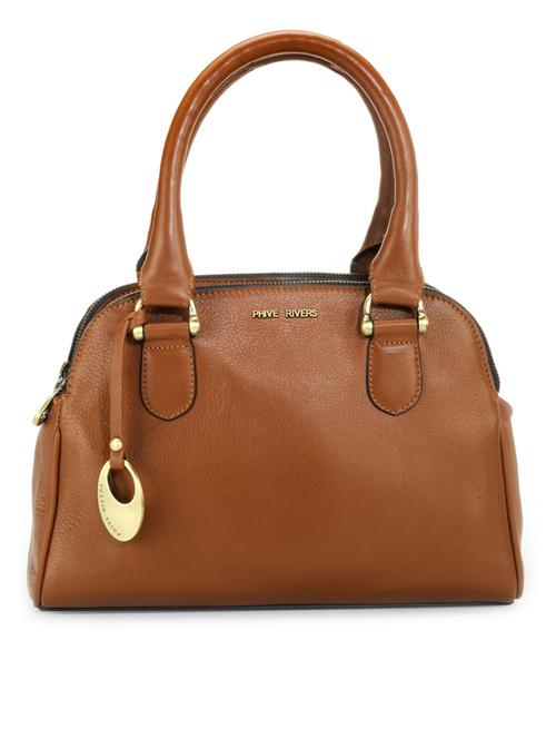 tan textured pure leather handbag - 10428548 - Very Small Image - 1