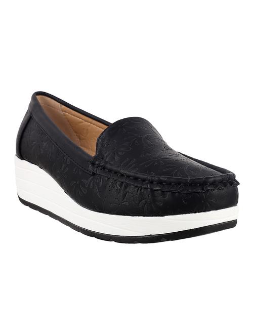 black leatherette slip on loafers - 10428926 - Very Small Image - 1