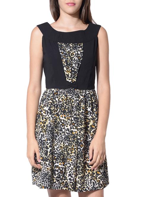 multi colored polyester fit & flare dress - 10431061 - Very Small Image - 1