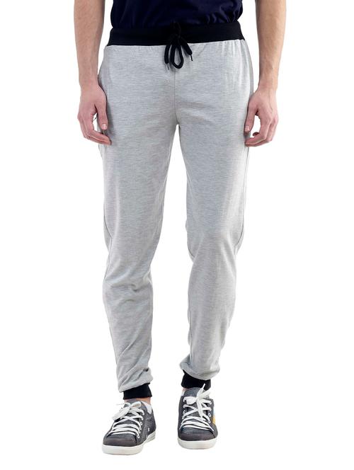 grey color cotton blend joggers - 10433399 - Very Small Image - 1