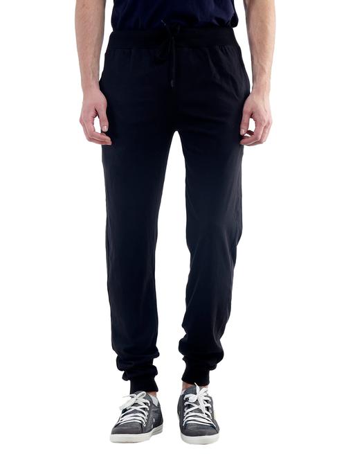 black color cotton blend joggers - 10433401 - Very Small Image - 1