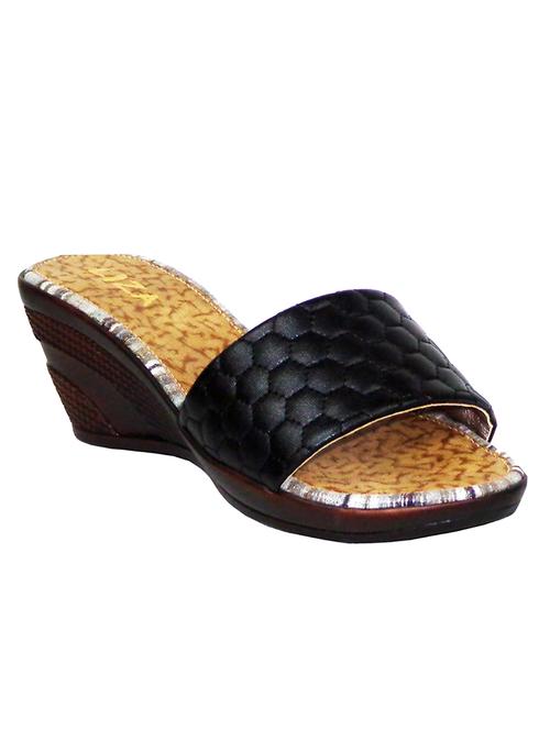 black leatherette wedge - 10434810 - Very Small Image - 1
