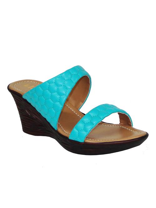 blue leatherette wedge - 10434815 - Very Small Image - 1