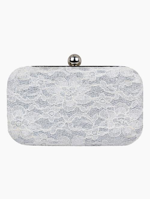 white leatherette lace box clutch - 10435353 - Very Small Image - 1