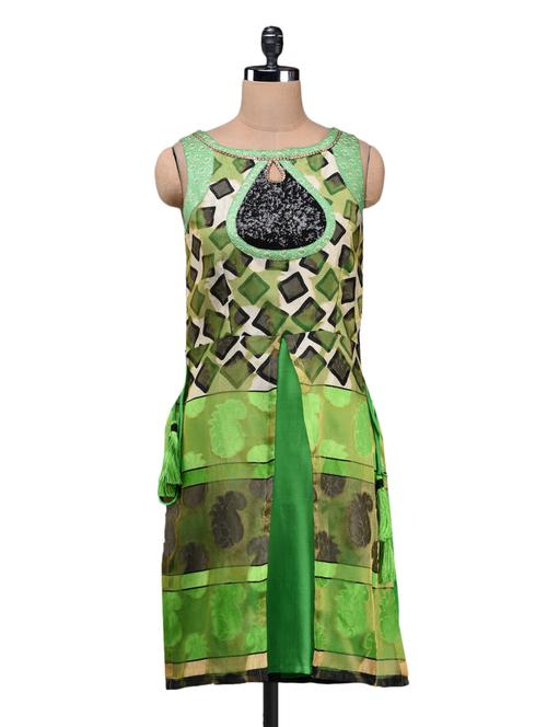 sequin work round neck dress - 1043896 - Very Small Image - 1