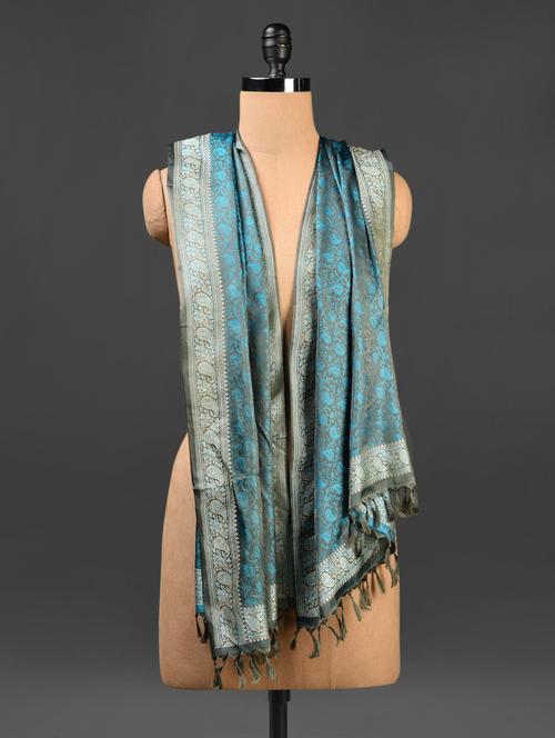 tasseled blue and grey stole - 1043968 - Very Small Image - 1