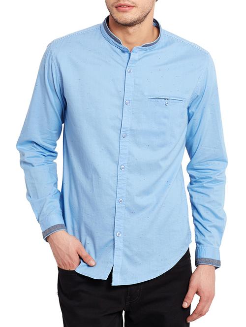 blue cotton casual shirt - 10443069 - Very Small Image - 1