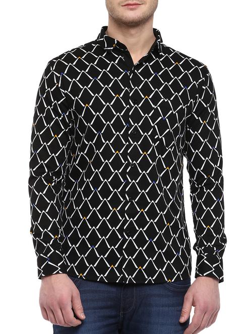 black colored, cotton casual shirt - 10443944 - Very Small Image - 1