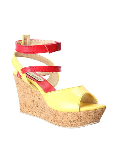yellow faux leather wedges - 10444123 - Very Small Image - 1