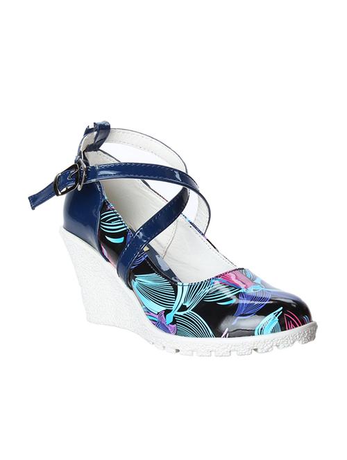 blue faux leather wedges - 10444152 - Very Small Image - 1