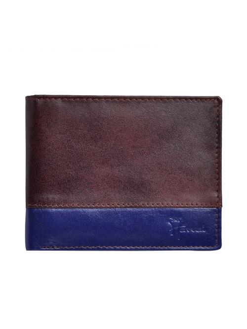 brown, blue colored leather men's wallet - 10444445 - Very Small Image - 1
