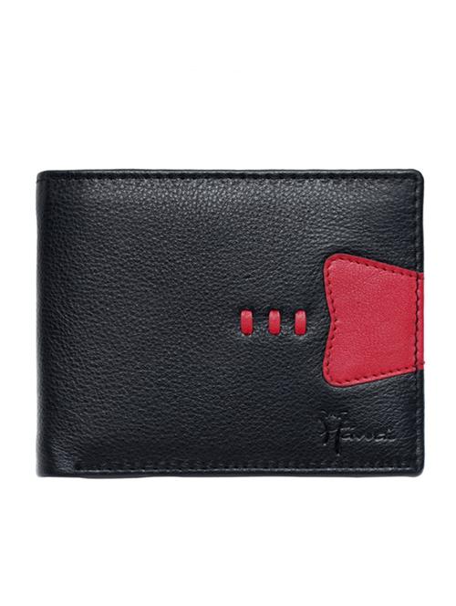 black, red colored leather men's wallet - 10444449 - Very Small Image - 1
