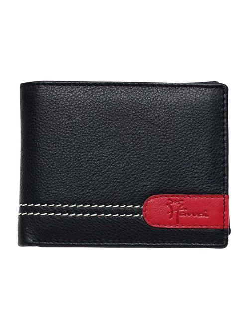 black, red colored leather men's wallet - 10444452 - Very Small Image - 1