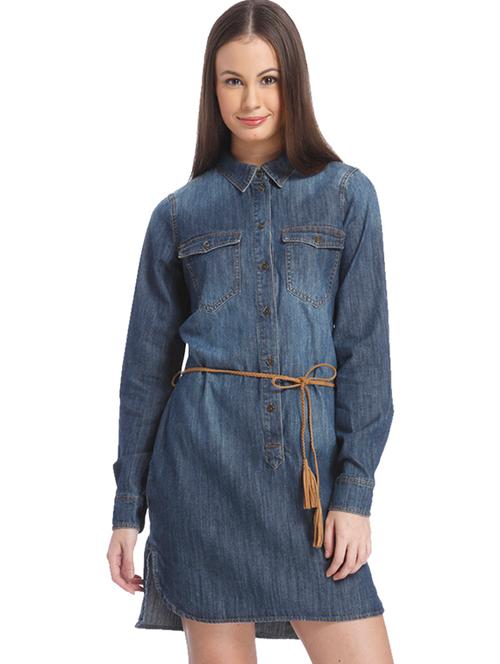 blue polyester blend dress - 10448721 - Very Small Image - 1