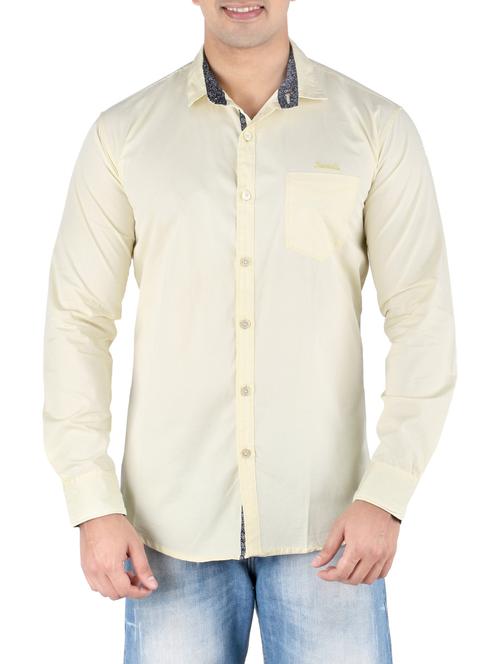 beige cotton casual shirt - 10449242 - Very Small Image - 1