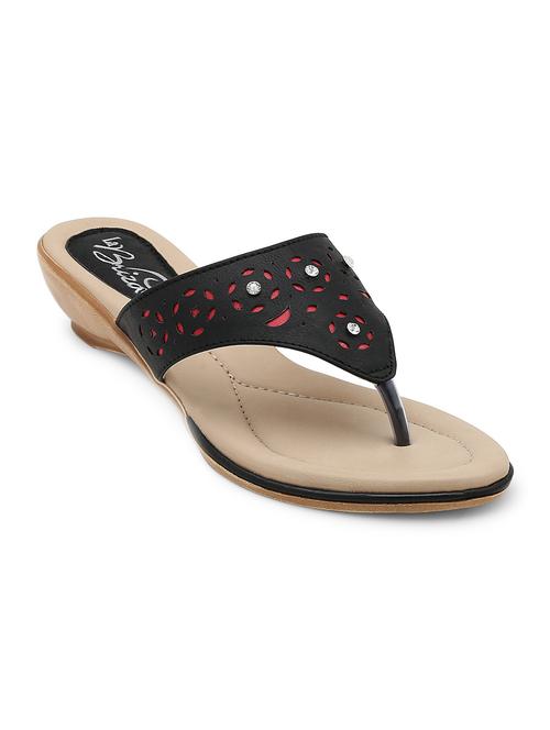 black leatherette wedge - 10451211 - Very Small Image - 1