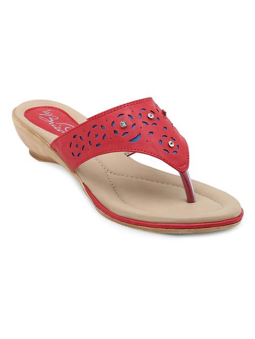 red leatherette slip on wedges - 10451212 - Very Small Image - 1