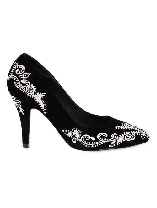 black embroidered suede stilettoes - 1045136 - Very Small Image - 1