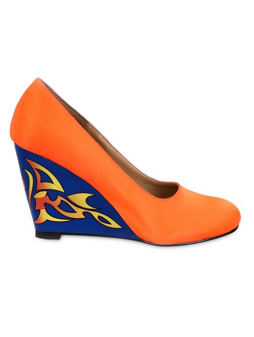 orange faux leather wedges - 1045169 - Very Small Image - 1