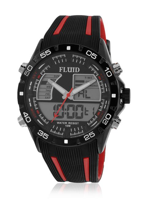 black, red color, pvc- silicone analog- digital watch - 10453300 - Very Small Image - 1