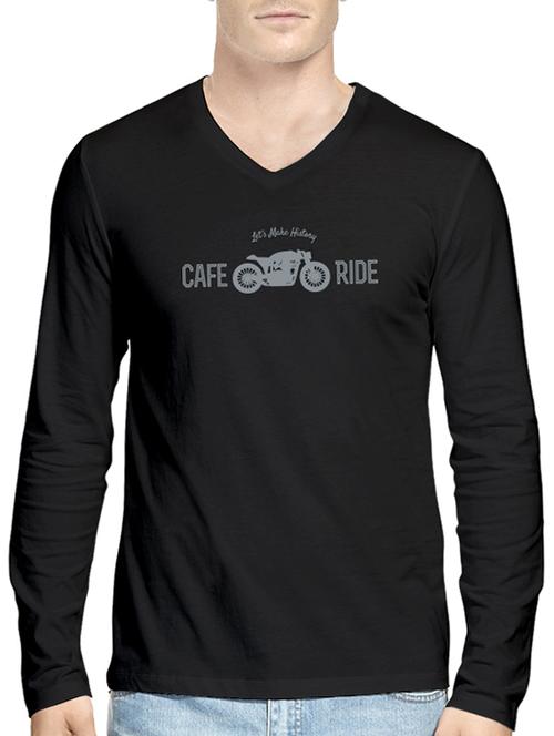 hueman black colored, v- neck tee- shirt - 10453564 - Very Small Image - 1