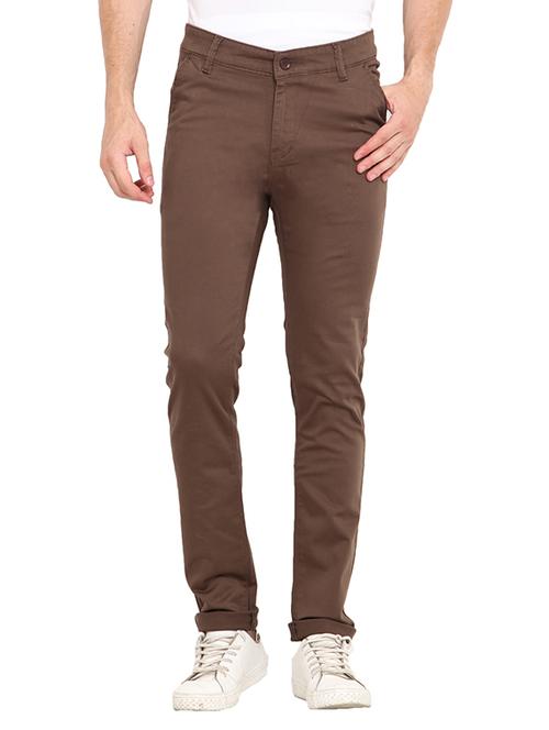 brown colored, Cotton casual trouser - 10454314 - Very Small Image - 1