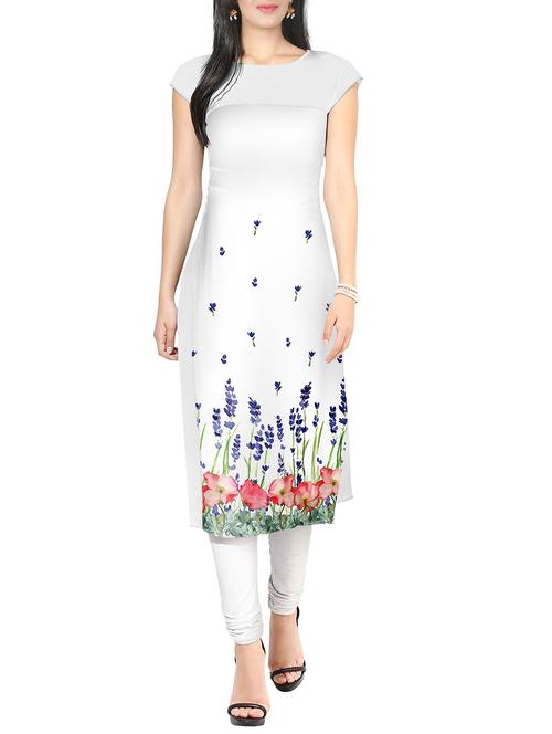 ZIYAA White Color Boat Neck Faux Crepe kurta - 10457496 - Very Small Image - 1