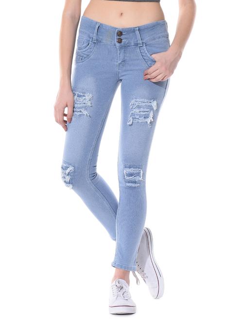 ice blue denim, lycra jeans - 10460518 - Very Small Image - 1