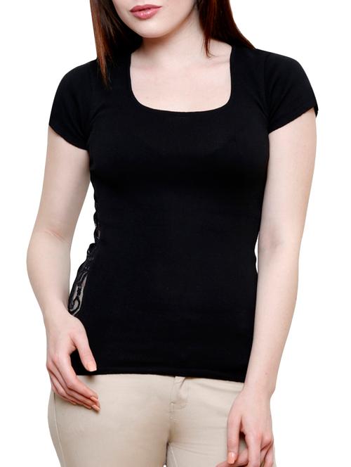 black poly cotton top - 10466948 - Very Small Image - 1