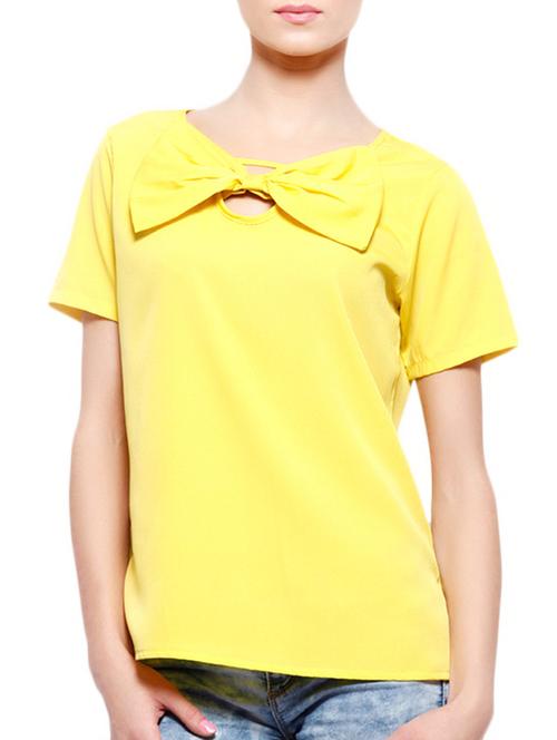 yellow short sleeve polycrepe top - 1046721 - Very Small Image - 1