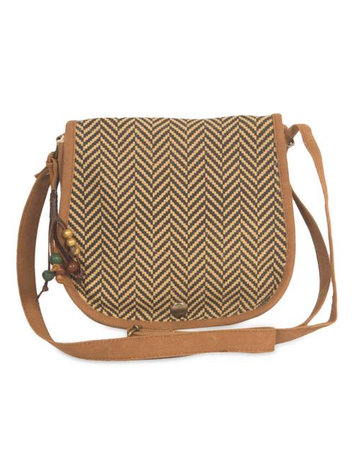 heringbone printed cotton canvas sadle bag - 1046891 - Very Small Image - 1