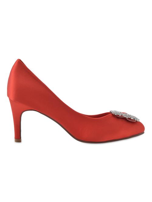 red embellished faux leather stilettos - 1047520 - Very Small Image - 1