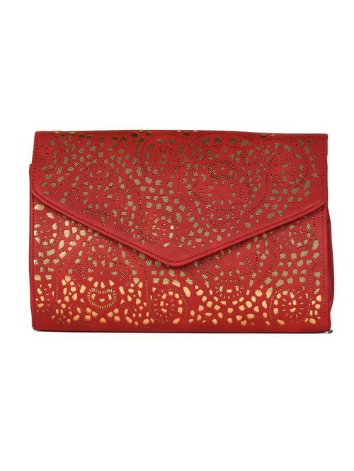 red cutwork leatherette clutch - 1048033 - Very Small Image - 1