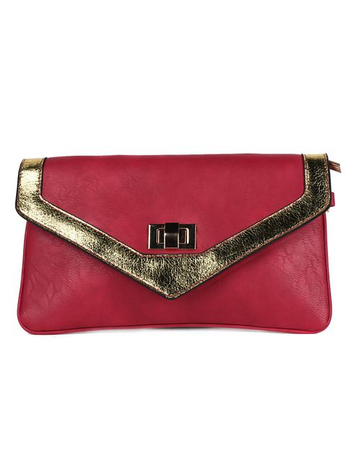 silver bordered flap red leatherette clutch - 1048035 - Very Small Image - 1