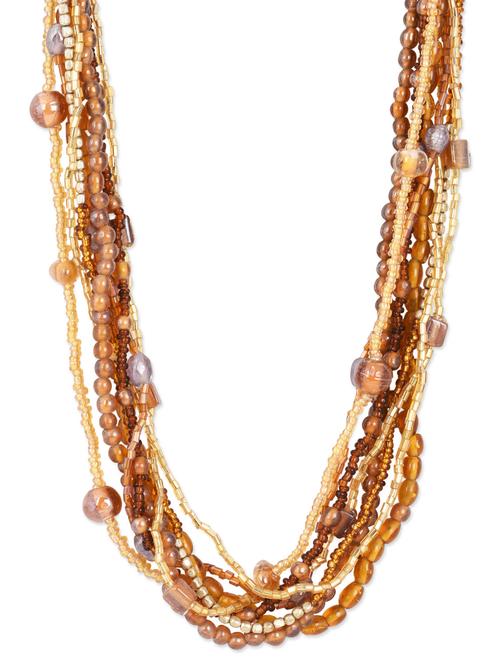 elegant multibead layered yellow long necklace - 1048222 - Very Small Image - 1