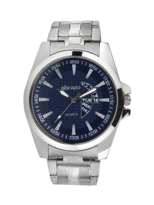 blue colored metal alloy quartz watch, with date and day display - 10484762 - Very Small Image - 1