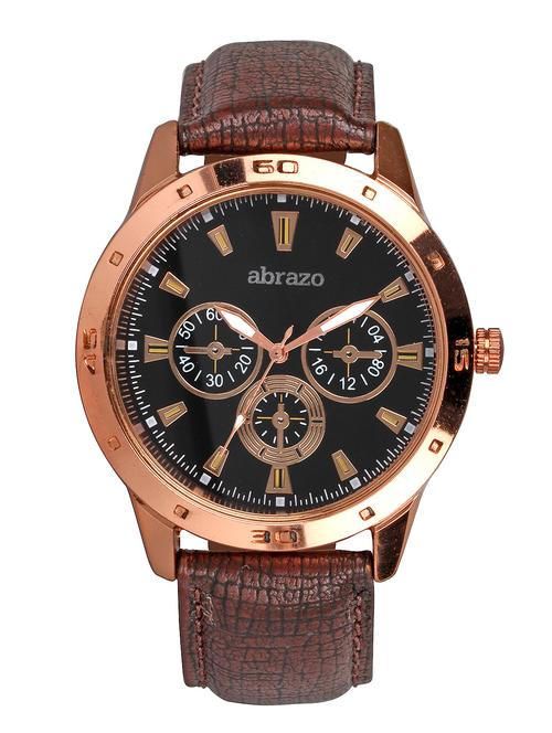 black colored leatherette chronograph wrist watch - 10484807 - Very Small Image - 1