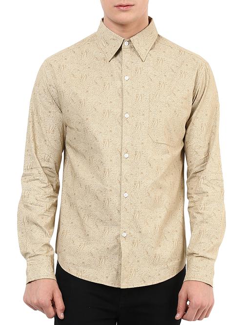 beige cotton casual shirt - 10486338 - Very Small Image - 1