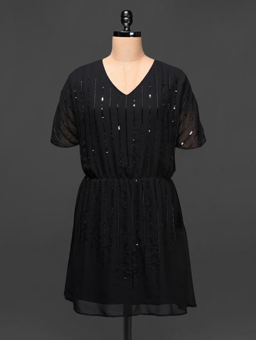 black sequined georgette dress - 1048985 - Very Small Image - 1
