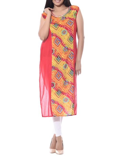 red rayon kurti - 10490746 - Very Small Image - 1