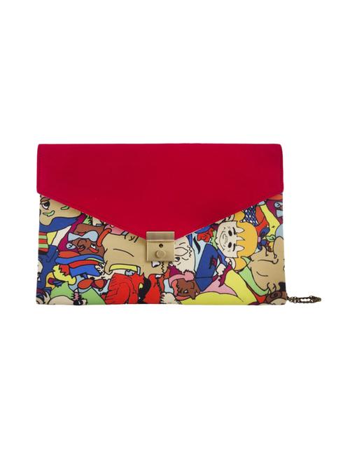 multicoloured printed envelope clutch - 10491269 - Very Small Image - 1