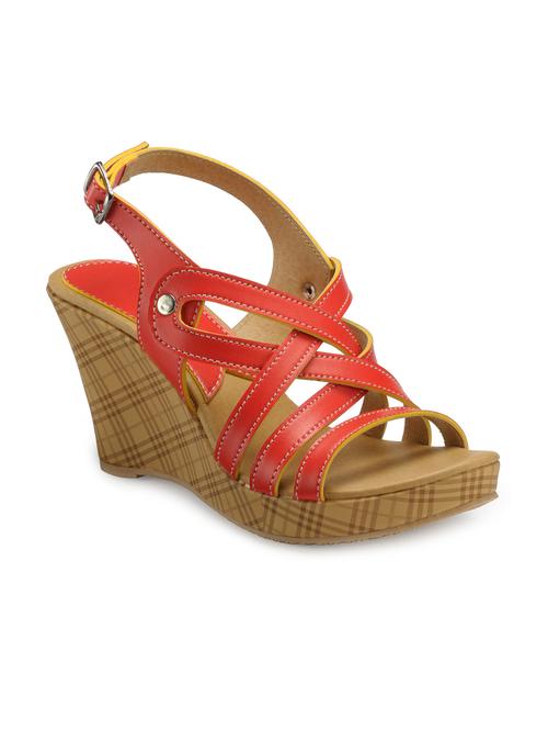 red leatherette wedges - 10494920 - Very Small Image - 1