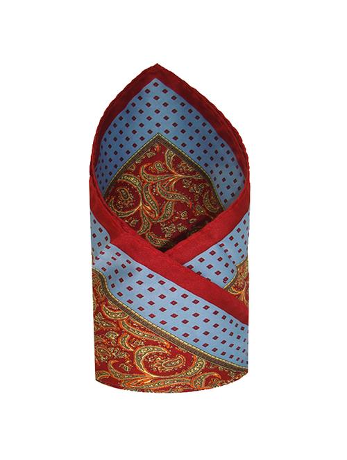 leonardi red & blue printed pocket square - 10495352 - Very Small Image - 1