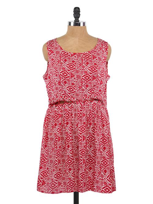 red printed sleeveless dress - 1049614 - Very Small Image - 1