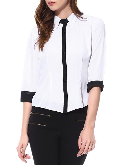 white crepe regular shirt - 10499220 - Very Small Image - 1