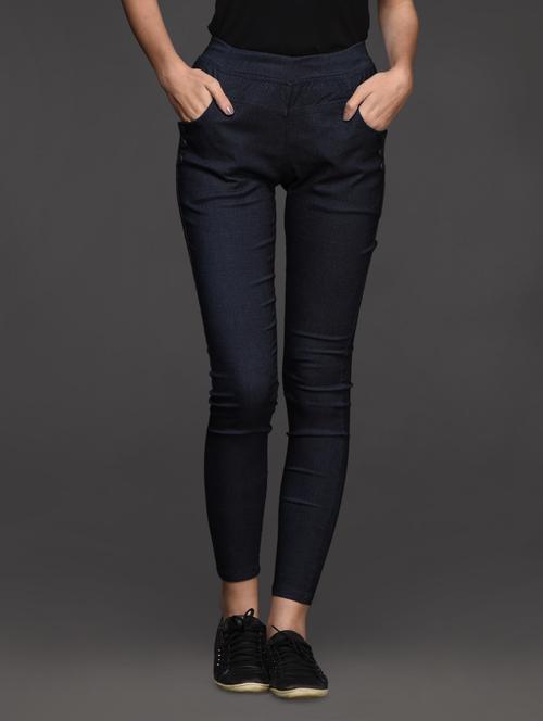 plain cotton blend jeggings - 1050665 - Very Small Image - 1