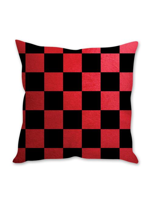 chessboard printed red velvet cusion cover - 10509280 - Very Small Image - 1