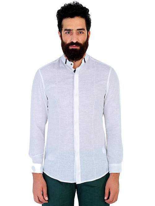 white linen casual shirt - 10513260 - Very Small Image - 1