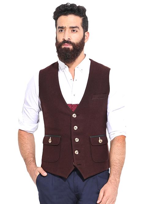 brown wool waist coat - 10513946 - Very Small Image - 1